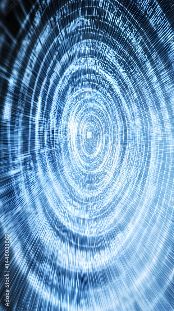Abstract swirling data vortex, digital technology background, futuristic concept