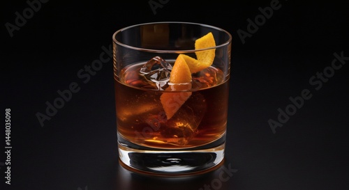 Wallpaper Mural The perfect Old Fashioned cocktail is served, garnished with a fresh orange peel and ice. Torontodigital.ca