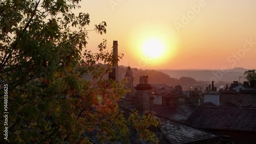 Sunrise Over Saltaire Village: A UNESCO World Heritage Site in West Yorkshire, England