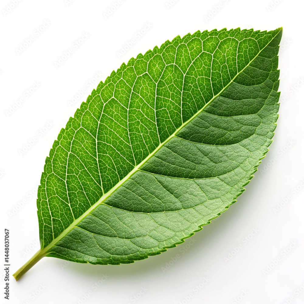 Obraz premium Green leaf isolated on white background