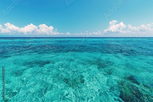 Tranquil ocean landscape with gentle waves and expansive horizon