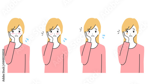 Clip art set of young woman's face trouble