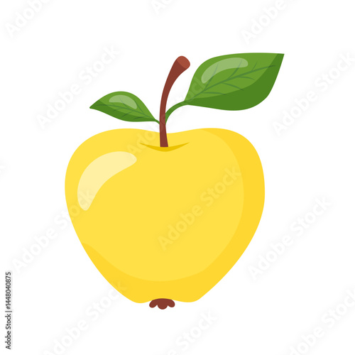 Yellow sweet and tasty apple. Natural fruits, Hand drawn