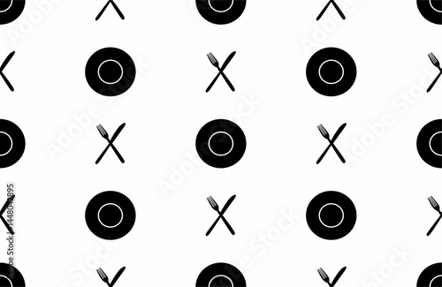 white background with cutlery seamless pattern.