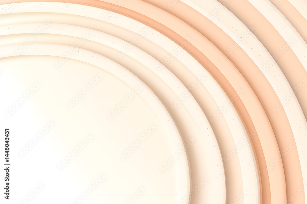 Obraz premium Abstract concentric circles in soft peach and cream tones, creating a circular frame with a white center