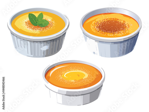 vector illustration of a spanish food Crema Catalana (Catalan-Style Crème Brûlée)