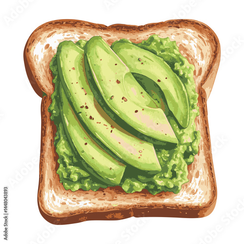 アボカドトーストの水彩風イラスト　生成AI