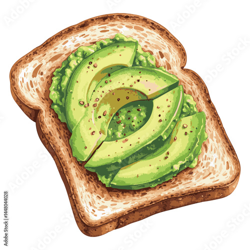 アボカドトーストの水彩風イラスト　生成AI