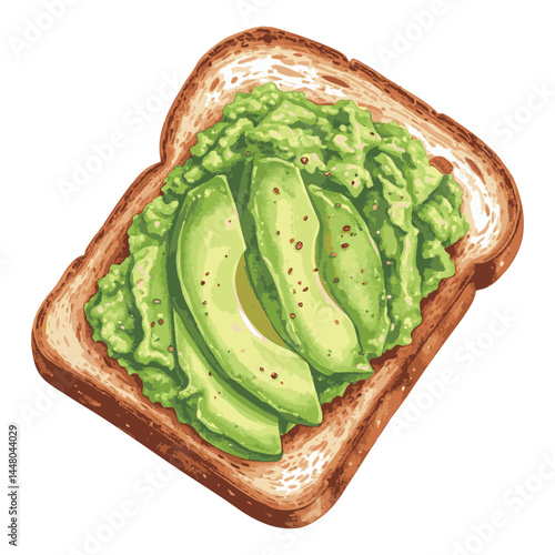 アボカドトーストの水彩風イラスト　生成AI