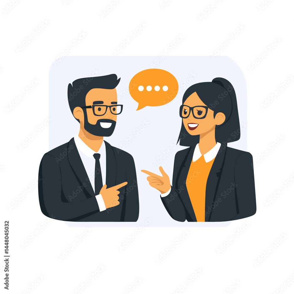 Two people conversing in a modern, digital style. Two people conversing in a modern, digital style.