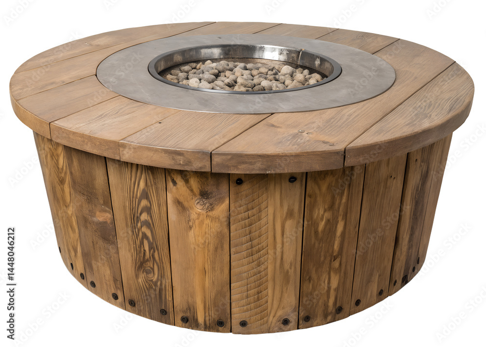 Fototapeta premium round wooden fire pit 