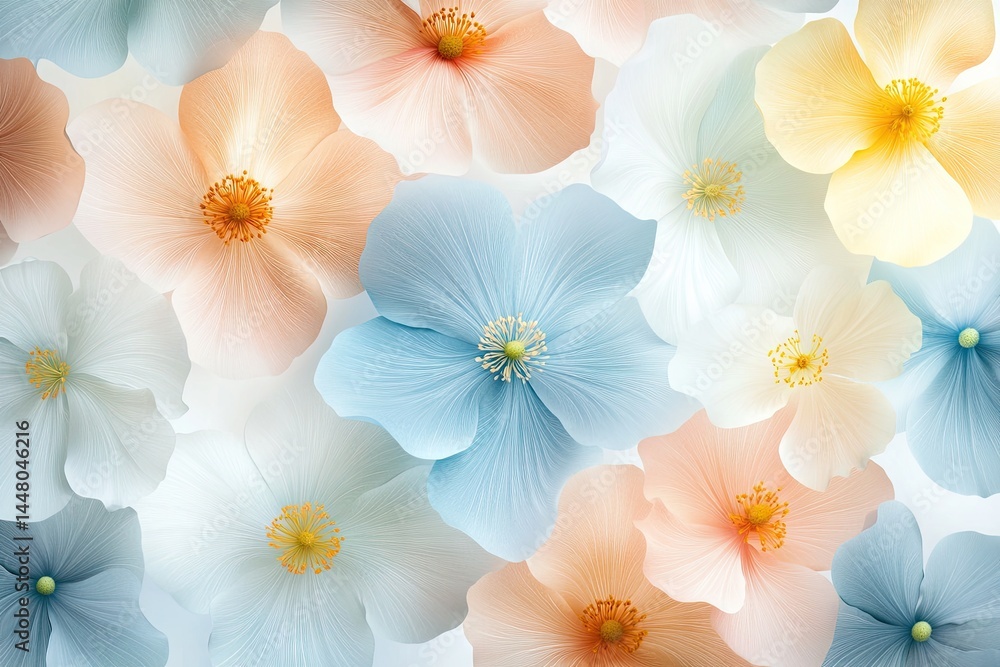 A delicate arrangement of pastel flowers in various shades. A delicate arrangement of pastel flowers in various shades.