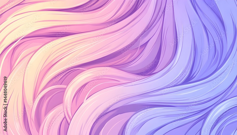 Obraz premium Pastel-colored wavy hair flowing in gradient from peach to lavender