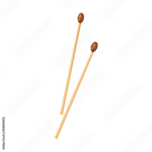 Vector illustration pair of matchsticks isolated on white background.	
