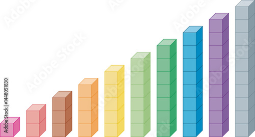 Counting blocks for math 1 to 10. Counting to ten. Numbers blocks. Vector illustration isolated on white background.