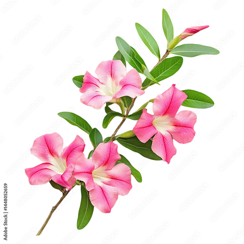 Pink Adenium Obesum Flowers Branch Isolated on a transparent background Pink Adenium Obesum Flowers Branch Isolated on a transparent background