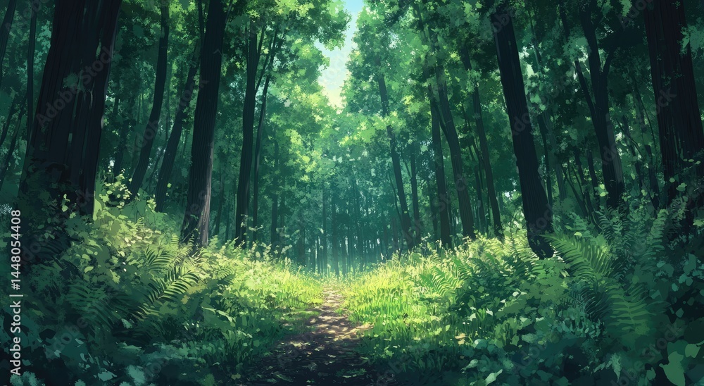 Obraz premium Pixel Art Forest Path Sunlight