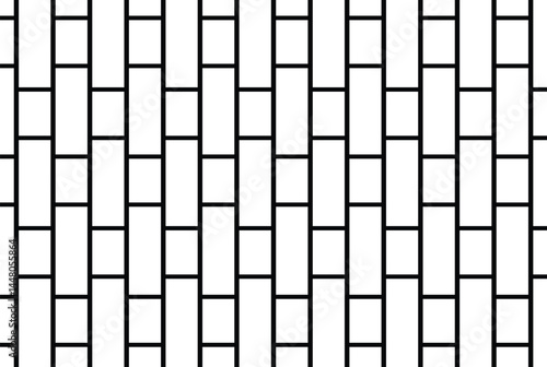Minimalist black grid pattern with uniform rectangular tiles in vertical rows, consistent spacing. Abstract geometric texture for clean monochrome design, seamless repeating backdrop.