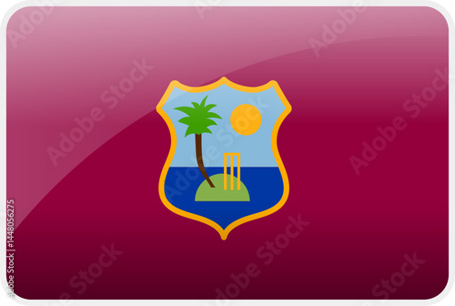 Flag Icon of West Indies Country,National Vector Flag Iconic Symbol and Colors of West Indies flag