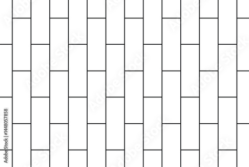 Minimalist black grid pattern with uniform rectangular tiles in vertical rows, consistent spacing. Abstract geometric texture for clean monochrome design, seamless repeating backdrop.