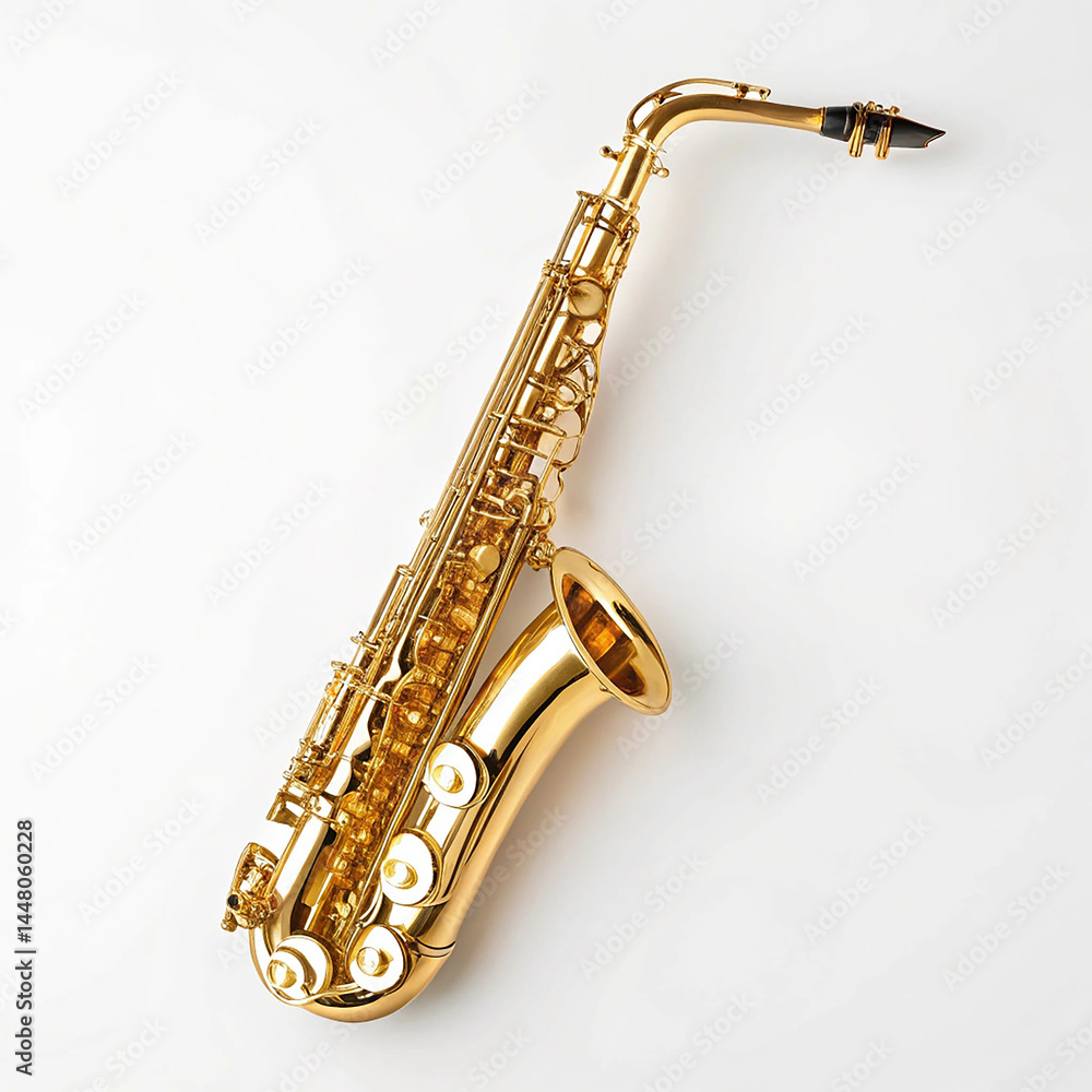 Fototapeta premium Golden saxophone on white background
