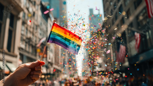 Pride Parade Rainbow Flag NYC City Street Celebration