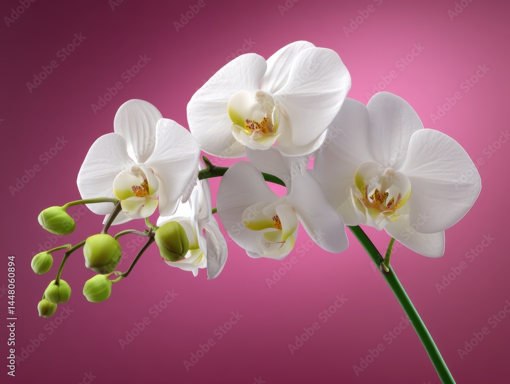 Fototapeta premium Elegant white orchids with a vibrant backdrop