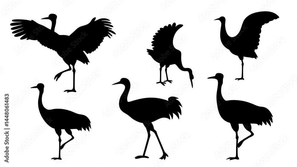 Εκτύπωση καμβά set of bustard bird silhouette