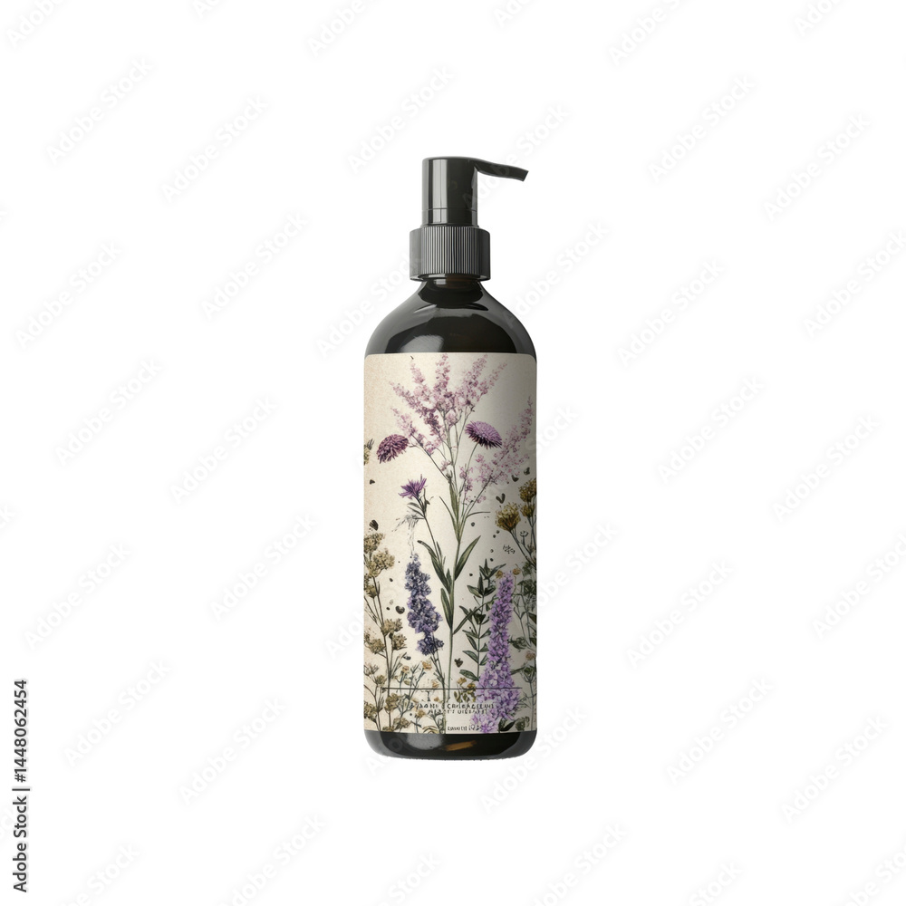 Elegant Botanical Hand Soap Bottle with Pump Dispenser Elegant Botanical Hand Soap Bottle with Pump Dispenser