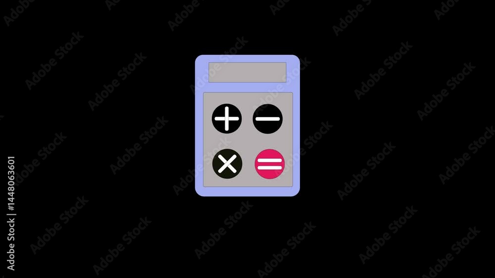 Icons represent calculation, finance, education, basic mathematics.Blue Calculator Icon with Animatio