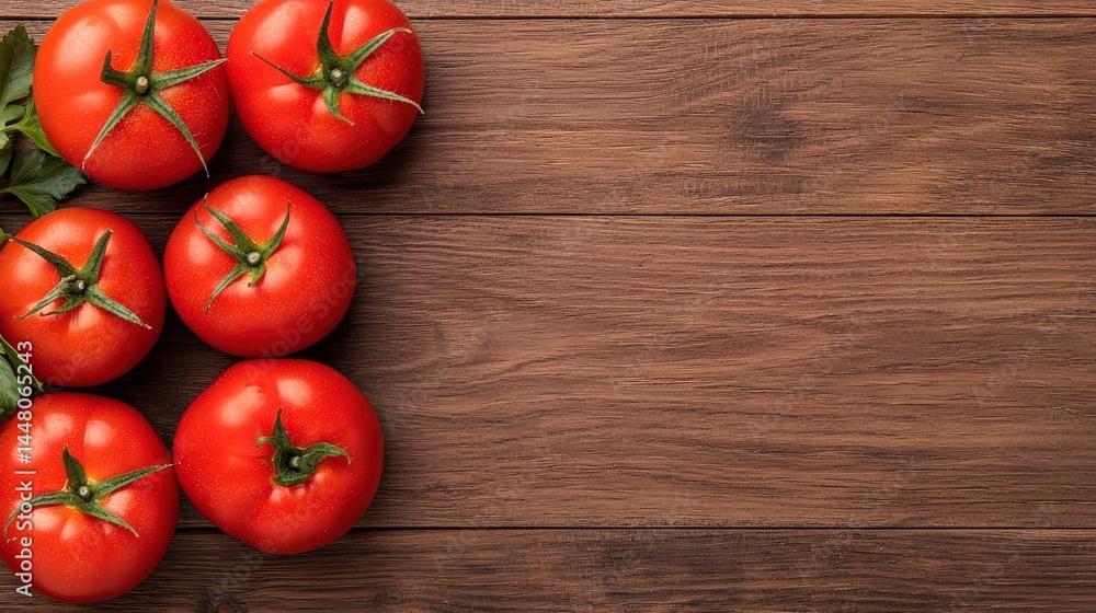 Fresh red tomatoes on rustic wooden table promoting healthy eating Fresh red tomatoes on rustic wooden table promoting healthy eating