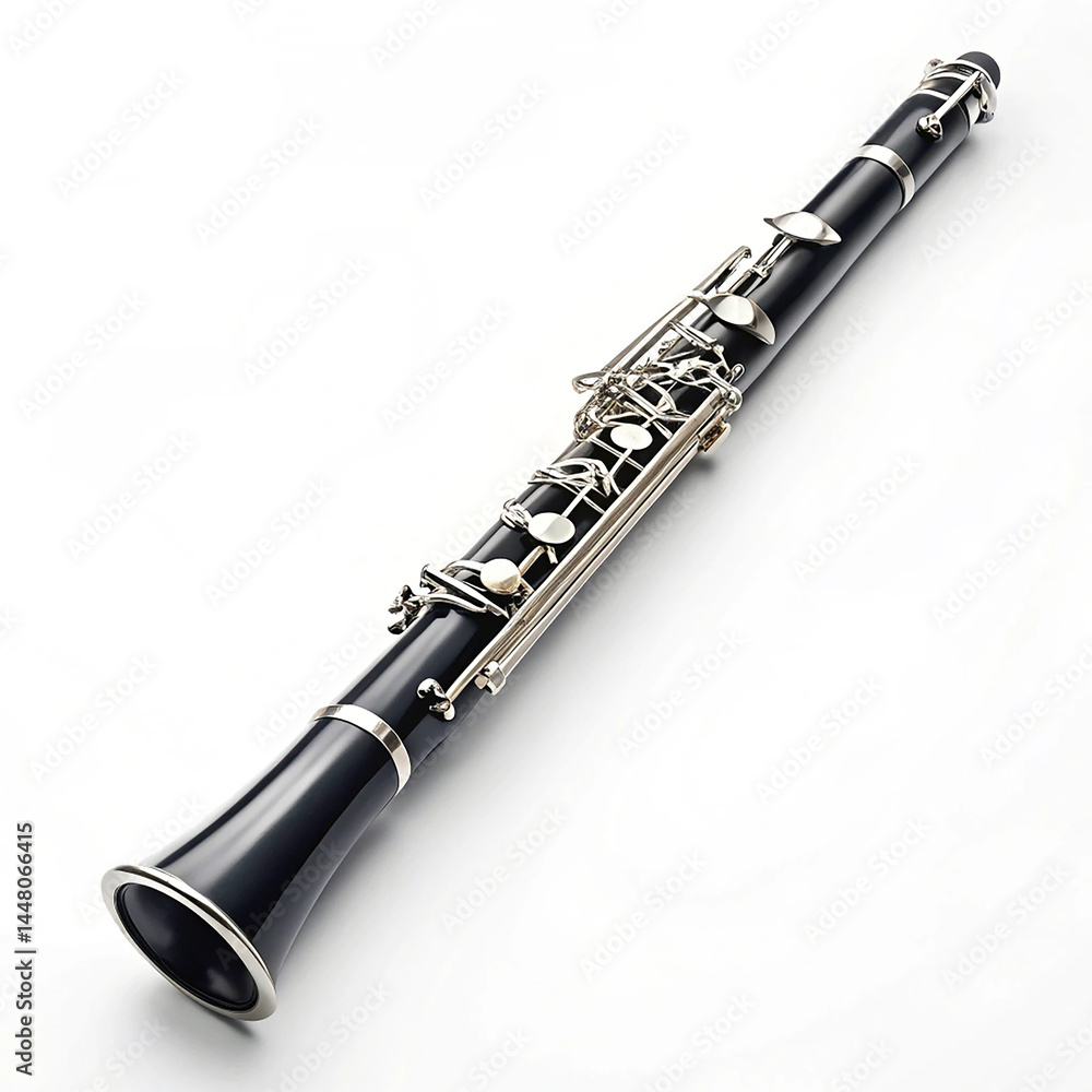 Fototapeta premium Shiny oboe on white background