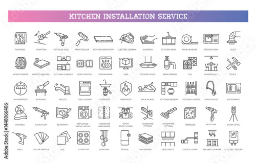 Kitchen furniture installation icons