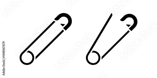 Safety Pin icon set. Flat illustration of vector icon on white background