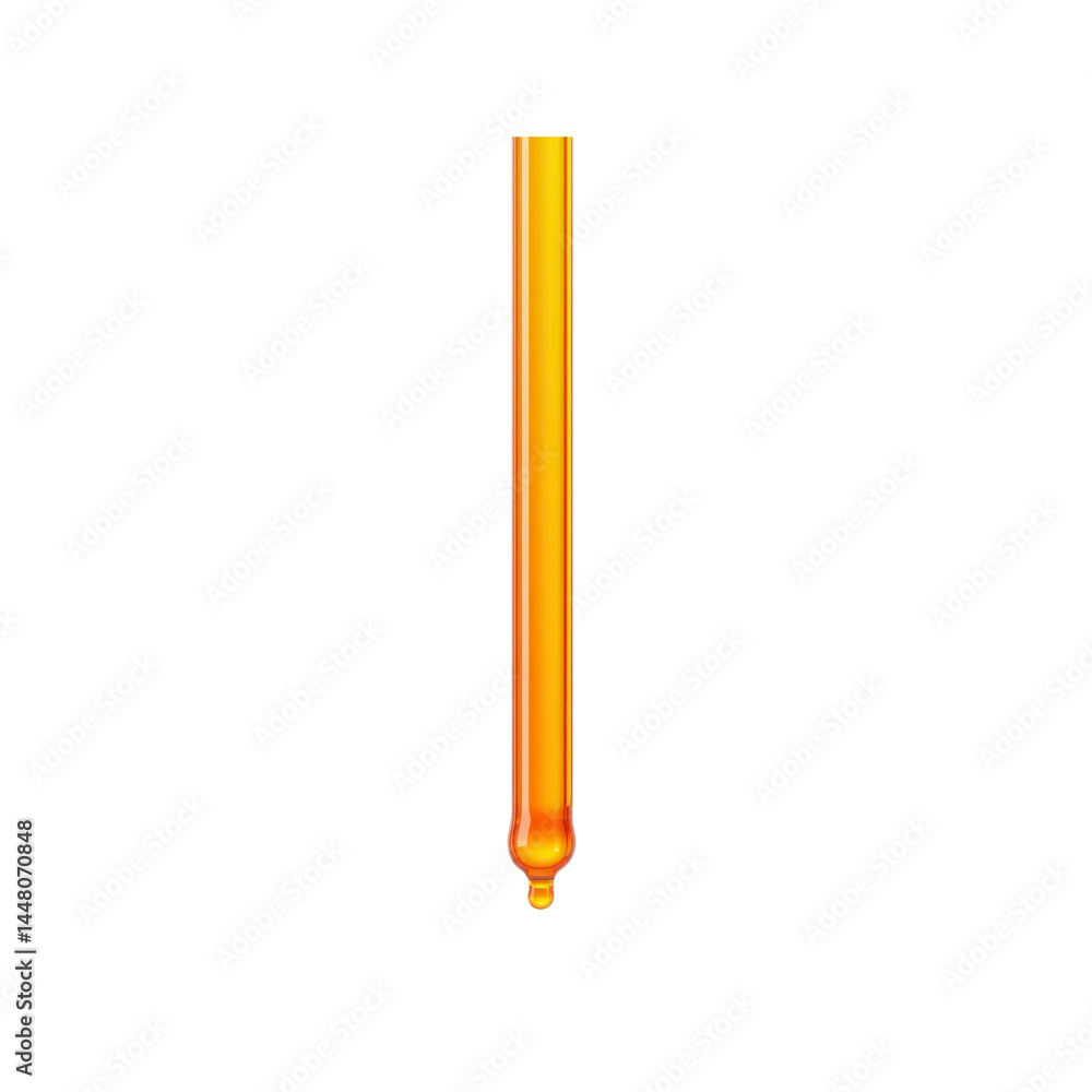 Golden Liquid Dropping from Pipette on Black Background Golden Liquid Dropping from Pipette on Black Background