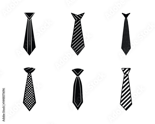 set of ties silhouette, tie icon illustration.