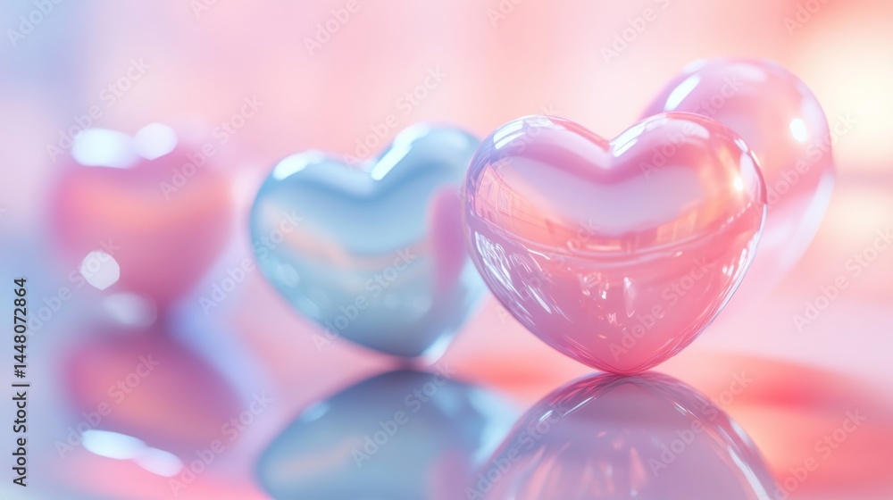 Obraz premium 3D cartoon heart background featuring shiny, smooth heart 