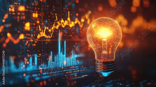 Obraz na płótnie Strategy business planning ideas for investment and business growth. glowing light bulb with futuristic graphic icon. w salonie