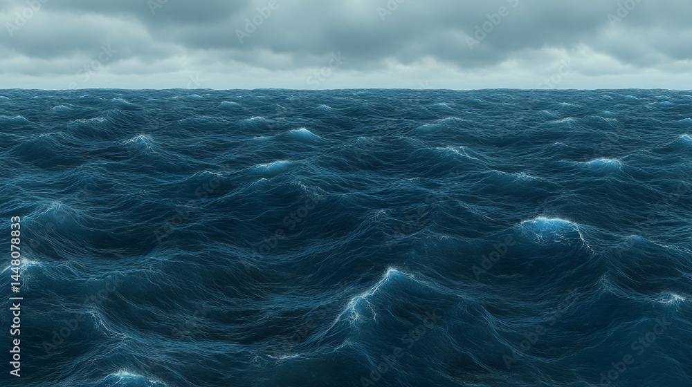 Fototapeta premium Dramatic Ocean Waves under a Cloudy Sky A Stunning Seascape Background Image for Design Projects