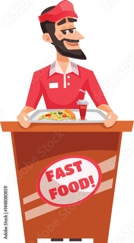People In Fast Food Restaurant Illustration