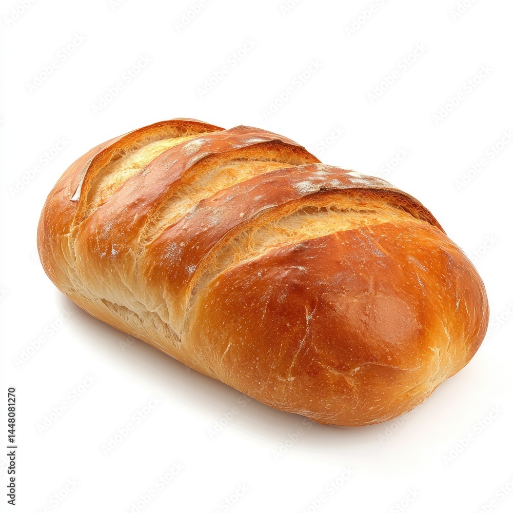 Fresh loaf of bread, golden brown crust, and light interior Fresh loaf of bread, golden brown crust, and light interior