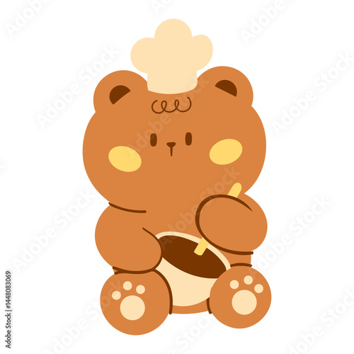 chef teddy bear stirring the dough