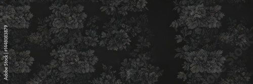 Wallpaper Mural Small-scale charcoal floral wallpaper, dark hues, monochrome, small, print Torontodigital.ca