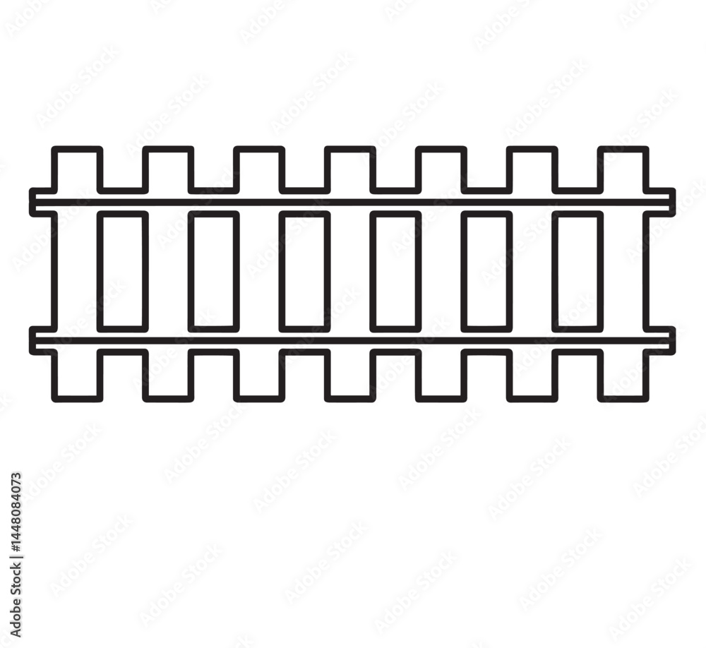 Cute cartoon hand drawn vector railway track outline icon. Cute cartoon hand drawn vector railway track outline icon.