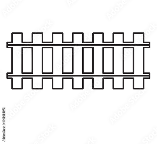 Cute cartoon hand drawn vector railway track outline icon.