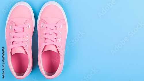 Wallpaper Mural Pink sneakers on a blue background Torontodigital.ca