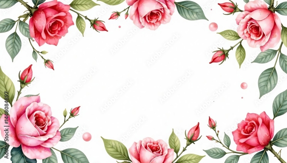 Delicate watercolor roses & leaves, repeat seamlessly , botanical, fabric Delicate watercolor roses & leaves, repeat seamlessly , botanical, fabric