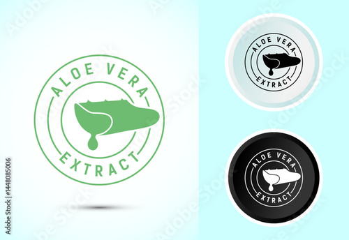 Aloe vera extract icon design illustration. Aloe vera badge label sign in color, black and white