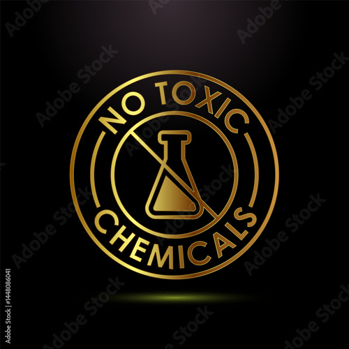 No Toxic Chemicals icon design illustration. No harmful chemical sign symbol in gold color style