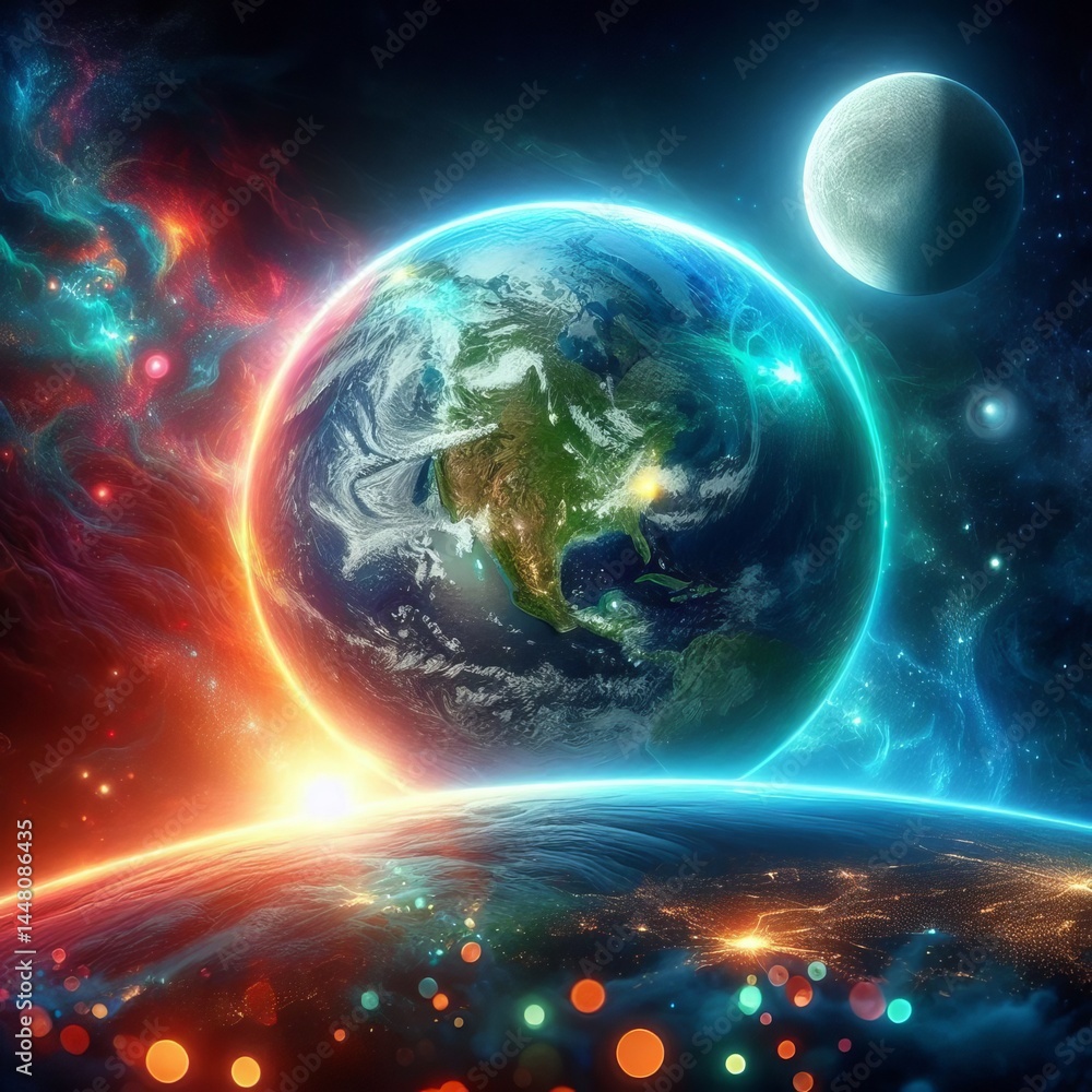 Obraz premium Earth's by the moon's light